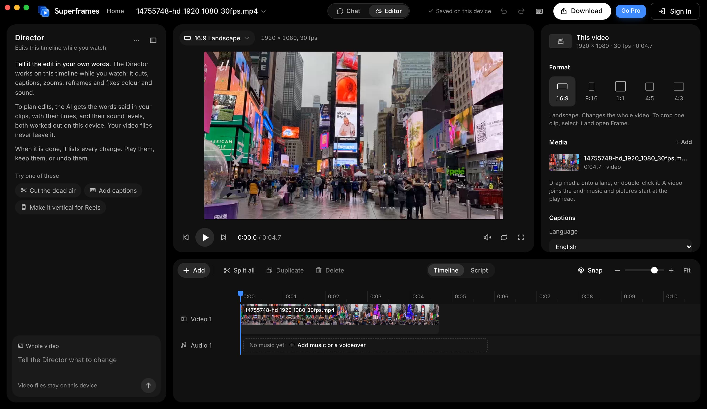 The Superframes desktop editor on macOS